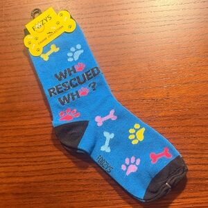 FouFou Dog Blue 'Who Rescued Who?' Socks